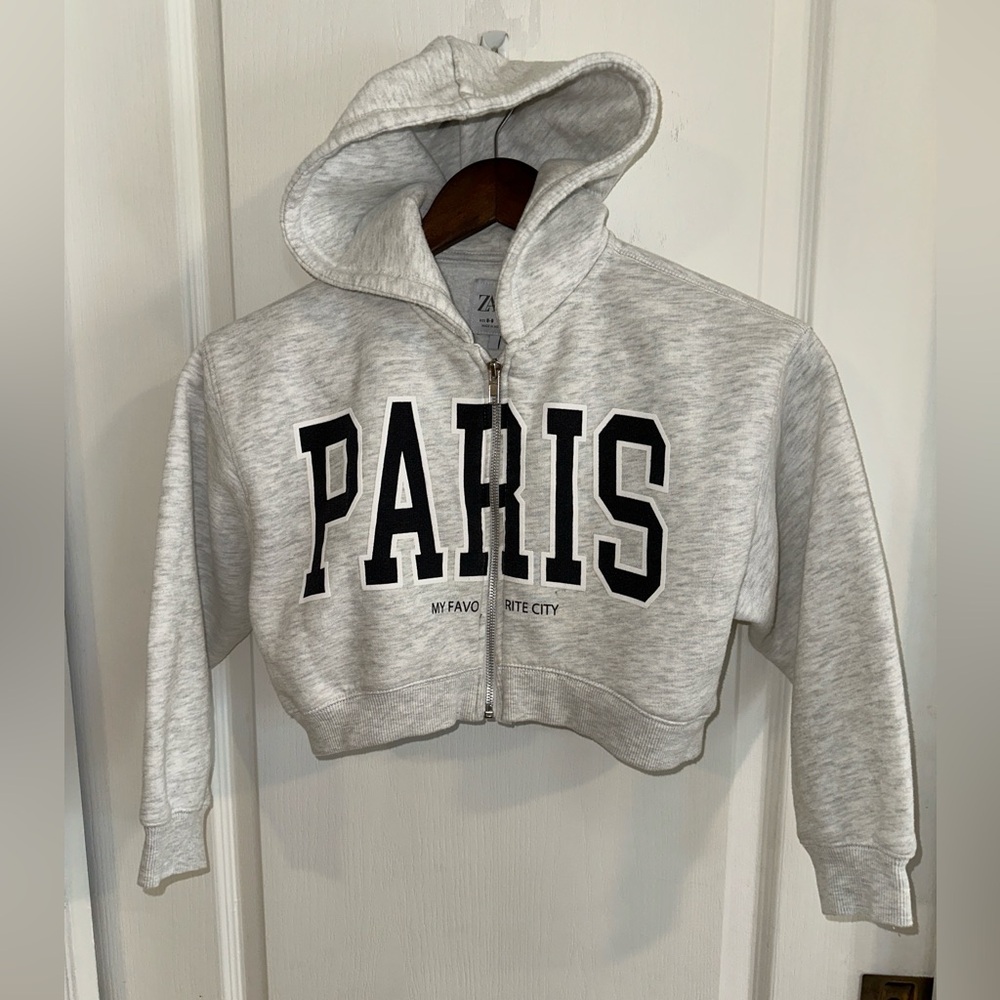 Zara Kids Light Gray Paris Hoodie (8-9)